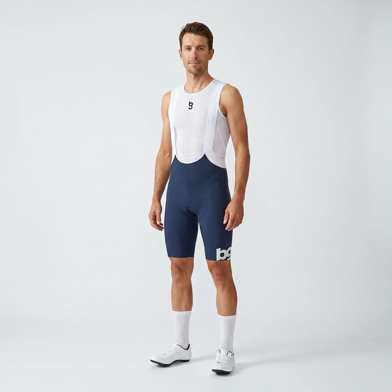 Essence Men Navy Blue Seamless Bib Shorts